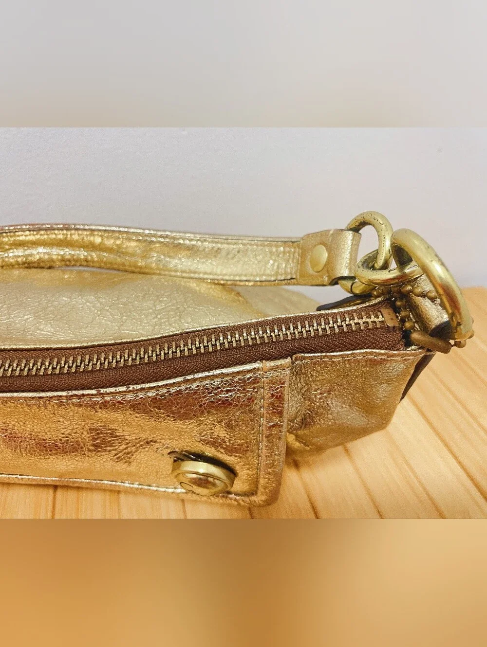 Rare Vintage Coach Y2K Poppy Metallic Gold Shoulder Bag 13850